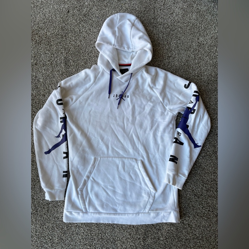 Air Jordan White/Purple Logo Hoodie EUC